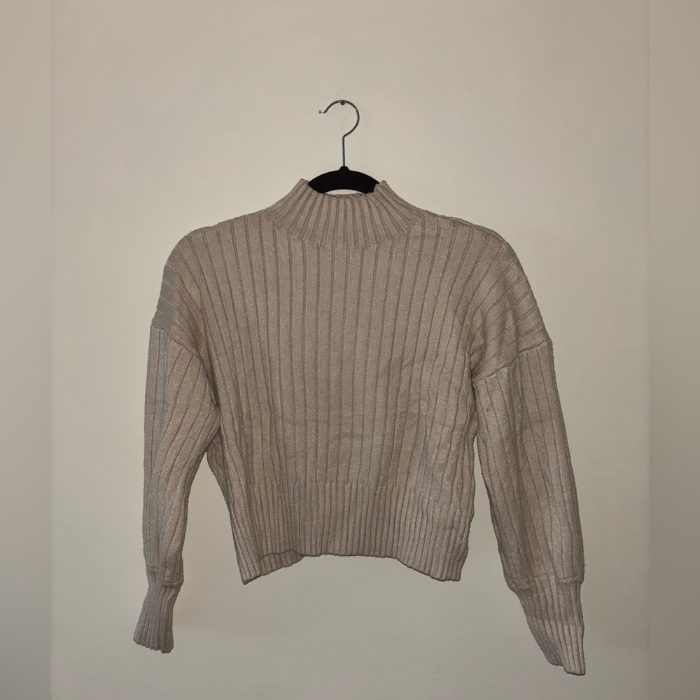 Zaful Cropped Tan Knit Sweater